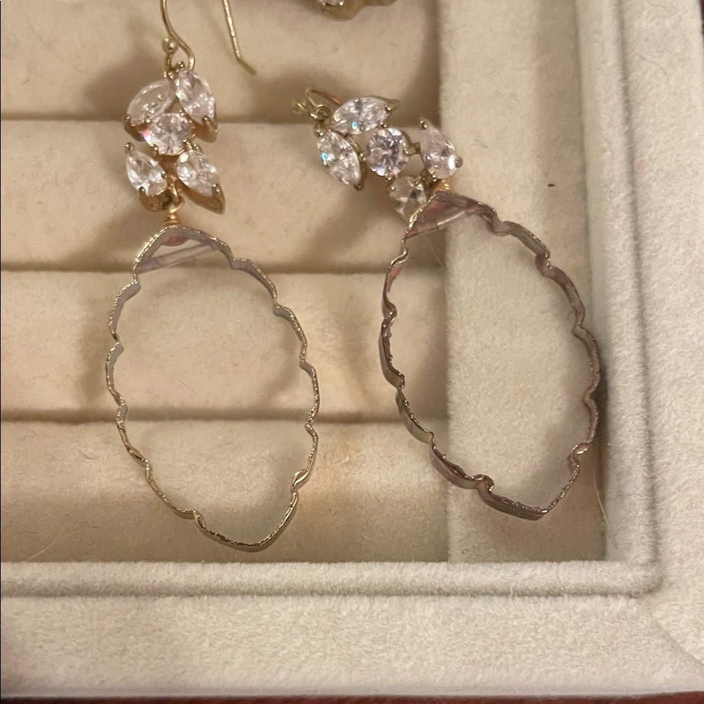 Anthropologie Gold and Silver Leaf Earrings